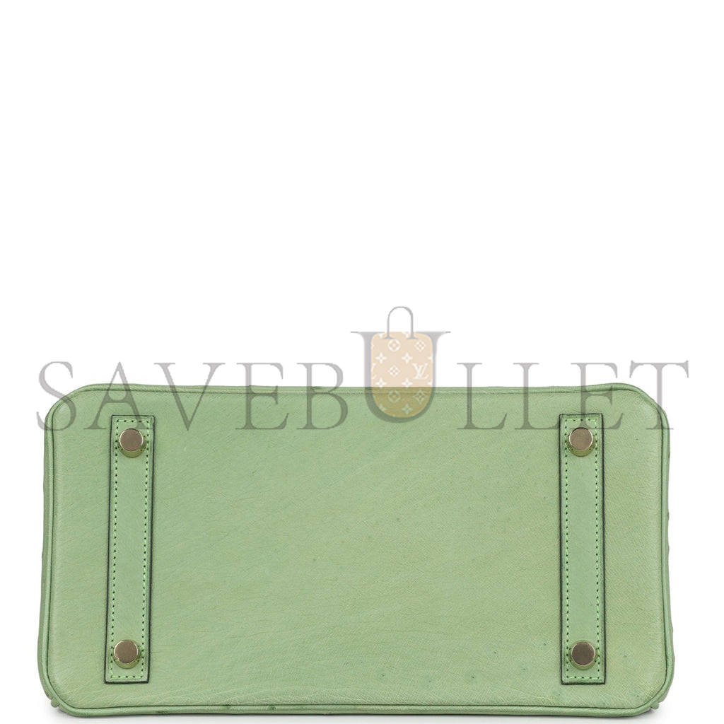 H**mes master birkin 25 ostrich leather mint green gold buckle h041944ck87 (25*20*13cm)